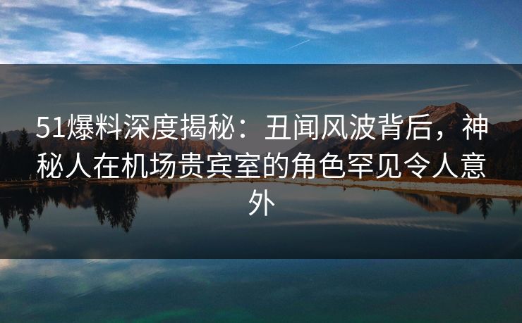 51爆料深度揭秘：丑闻风波背后，神秘人在机场贵宾室的角色罕见令人意外