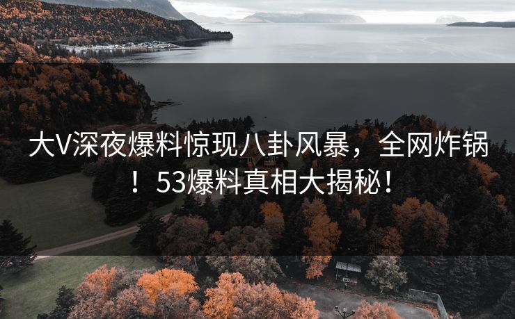 大V深夜爆料惊现八卦风暴，全网炸锅！53爆料真相大揭秘！