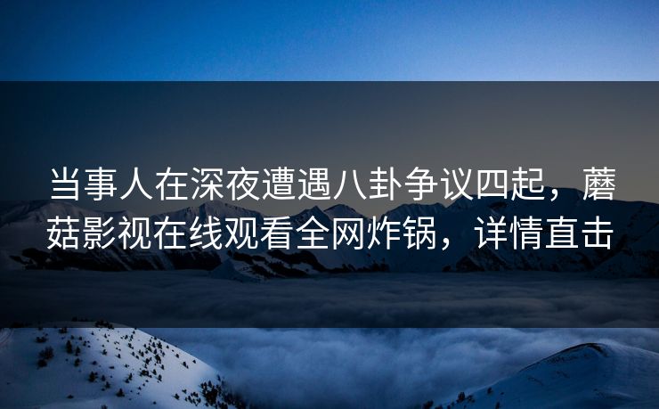 当事人在深夜遭遇八卦争议四起，蘑菇影视在线观看全网炸锅，详情直击
