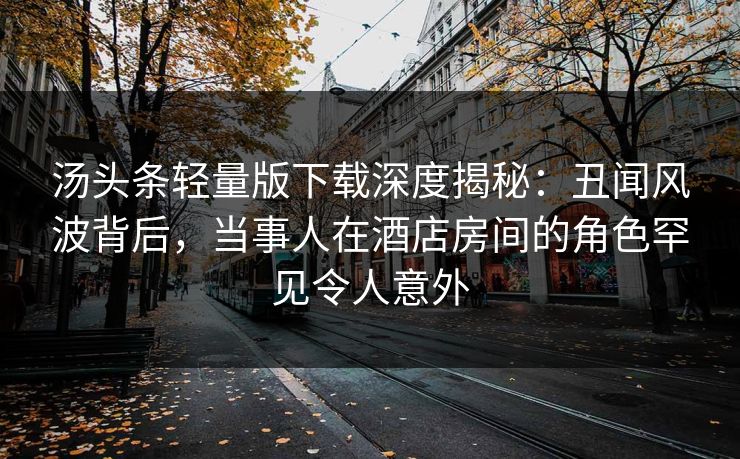 汤头条轻量版下载深度揭秘：丑闻风波背后，当事人在酒店房间的角色罕见令人意外